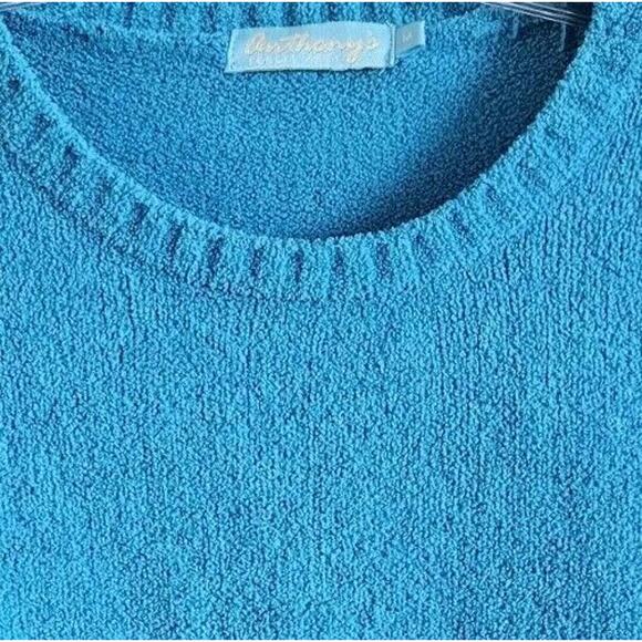ANTHONY'S RESORT WEAR Women's M Sweater Turquoise Chenille 3/4 Sleeve 40" - Picture 3 of 7